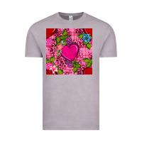 Vintage Zinc valentines day flower heart with leopard seamless pattern Vintage Tee - BundleAndBundleShop
