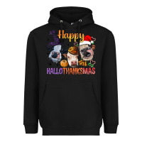 Black Happy Hallothanksmas Cows Heavyweight Hoodie - BundleAndBundleShop