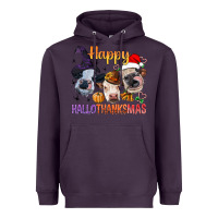 Plum Happy Hallothanksmas Cows Heavyweight Hoodie - BundleAndBundleShop