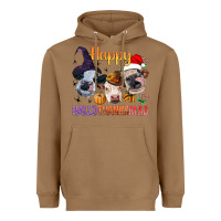Toasted Coconut Happy Hallothanksmas Cows Heavyweight Hoodie - BundleAndBundleShop