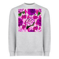 Heather Grey valentines day roses and diamond plaid seamless pattern Heavyweight Sweatshirt - BundleAndBundleShop