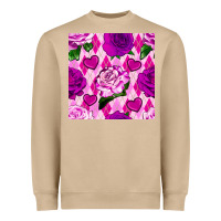Mushroom valentines day roses and diamond plaid seamless pattern Heavyweight Sweatshirt - BundleAndBundleShop