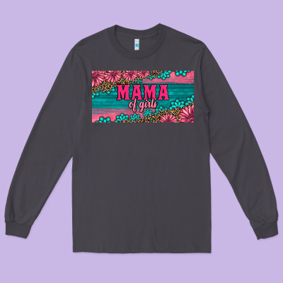 Pink Roses Mama Of Girls License Plate Long Sleeve Tee Designed By Artiststas