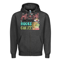 Charcoal Heather just a girl who loves books and coffee Zipper Hoodie - MaliasSmallBusiness