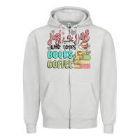 Dove Grey just a girl who loves books and coffee Zipper Hoodie - MaliasSmallBusiness