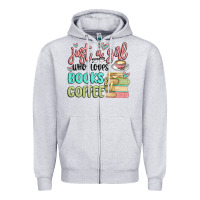 Heather Grey just a girl who loves books and coffee Zipper Hoodie - MaliasSmallBusiness