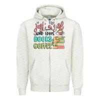 Oatmeal Heather just a girl who loves books and coffee Zipper Hoodie - MaliasSmallBusiness