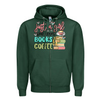 Sports Green just a girl who loves books and coffee Zipper Hoodie - MaliasSmallBusiness