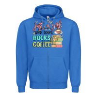 True Royal just a girl who loves books and coffee Zipper Hoodie - MaliasSmallBusiness