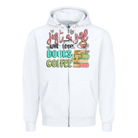 White just a girl who loves books and coffee Zipper Hoodie - MaliasSmallBusiness