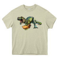 Mossy T-Rex dinosaur holding a taco Heavy Core Tee - RanaPortraitStore