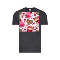 Vintage Black valentines day milkshake seamless pattern Vintage Tee - BundleAndBundleShop