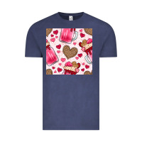 Vintage Denim valentines day milkshake seamless pattern Vintage Tee - BundleAndBundleShop