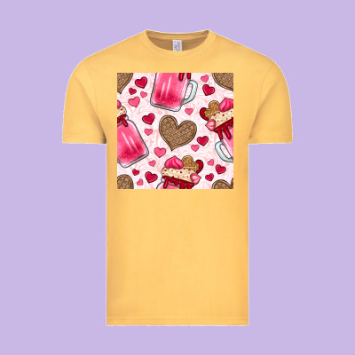 Valentines Day Milkshake Seamless Pattern Vintage Tee Designed By Bundleandbundleshop