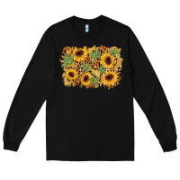 Black cactus leopard sunflower glitter background Long Sleeve Tee - AdoDesignShop