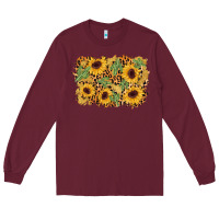 Burgundy cactus leopard sunflower glitter background Long Sleeve Tee - AdoDesignShop