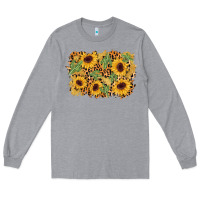 Heather Grey cactus leopard sunflower glitter background Long Sleeve Tee - AdoDesignShop