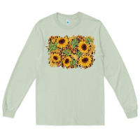 Matcha cactus leopard sunflower glitter background Long Sleeve Tee - AdoDesignShop