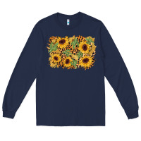 Navy cactus leopard sunflower glitter background Long Sleeve Tee - AdoDesignShop