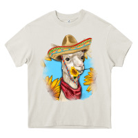 Cream Sombrero Llama Heavy Core Tee - RanaPortraitStore