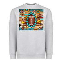Heather Grey football cowhide sunflower Heavyweight Sweatshirt - JahusDesignShop