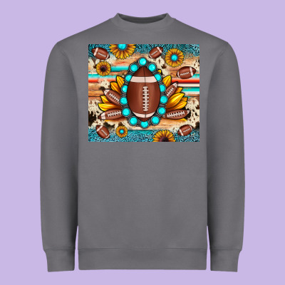 Football Cowhide Sunflower Heavyweight Sweatshirt Designed By Jahusdesignshop