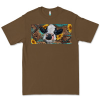 Cacao Baby cow with sunflower and leopard Premium Tee - RanaPortraitStore