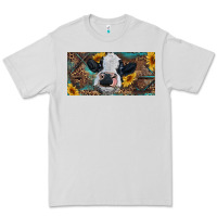 Dove Grey Baby cow with sunflower and leopard Premium Tee - RanaPortraitStore