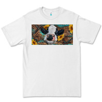 White Baby cow with sunflower and leopard Premium Tee - RanaPortraitStore