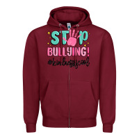 Burgundy stop bullying kindness is cool Zipper Hoodie - MaliasSmallBusiness
