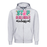Heather Grey stop bullying kindness is cool Zipper Hoodie - MaliasSmallBusiness