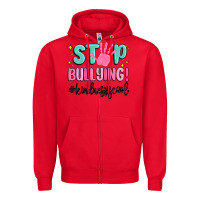 Red stop bullying kindness is cool Zipper Hoodie - MaliasSmallBusiness