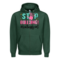 Sports Green stop bullying kindness is cool Zipper Hoodie - MaliasSmallBusiness