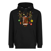 Black American Football Horn Christmas Heavyweight Hoodie - BundleAndBundleShop