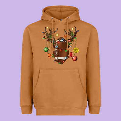 American Football Horn Christmas Heavyweight Hoodie Designed By Bundleandbundleshop