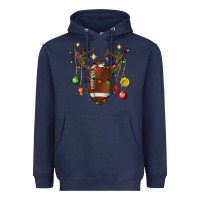 Navy American Football Horn Christmas Heavyweight Hoodie - BundleAndBundleShop
