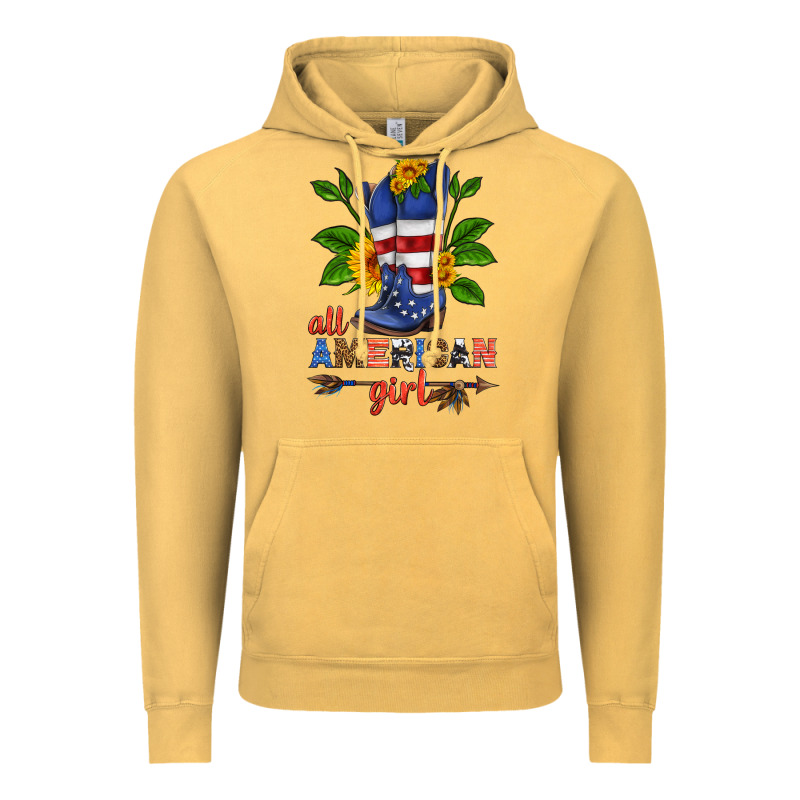 All American Girl Cowboy Boot With Sunflower Vintage Hoodie by HRA Design Shop | Teevron