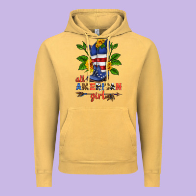 All American Girl Cowboy Boot With Sunflower Vintage Hoodie Designed By Hra Design Shop