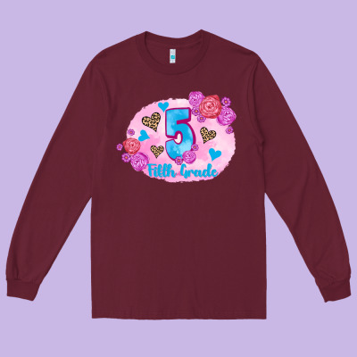 Back To School Flowers Fifth Grade 3200x2400 Long Sleeve Tee Designed By Adodesignshop