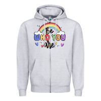 Heather Grey be who you are Zipper Hoodie - MaliasSmallBusiness