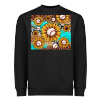 Black baseball leopard turquoise sunflower Heavyweight Sweatshirt - JahusDesignShop