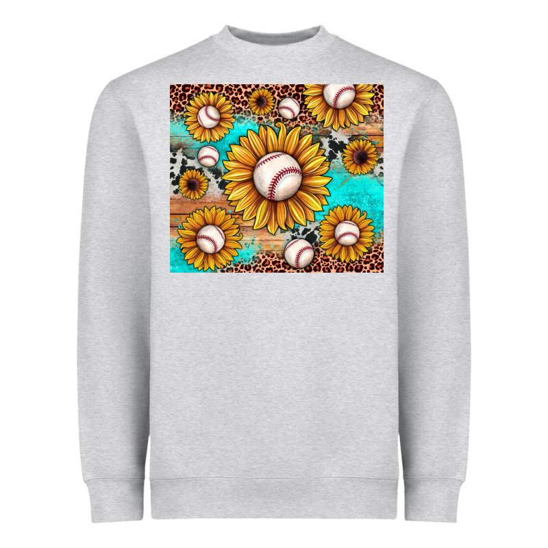 Baseball Leopard Turquoise Sunflower Heavyweight Sweatshirt by JahusDesignShop | Teevron