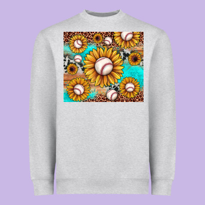Baseball Leopard Turquoise Sunflower Heavyweight Sweatshirt Designed By Jahusdesignshop