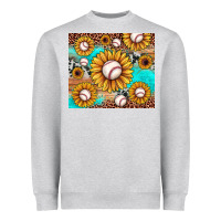 Heather Grey baseball leopard turquoise sunflower Heavyweight Sweatshirt - JahusDesignShop