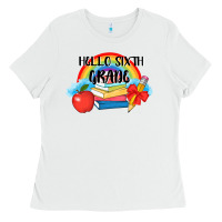 White back to school hello sixth grade 3200x2400 Ladies Tee - AdoDesignShop