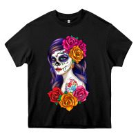 Black sugar skull girl Heavy Core Tee - RanaPortraitStore