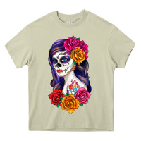 Mossy sugar skull girl Heavy Core Tee - RanaPortraitStore