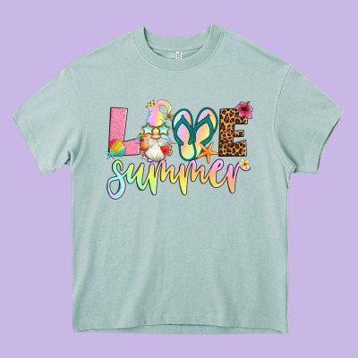 Love Summer With Gnome Heavy Core Tee Designed By Artiststas