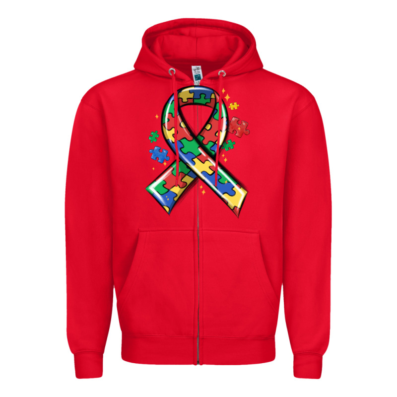 Autism Puzzle Ribbon Zipper Hoodie by MaliasSmallBusiness | Teevron