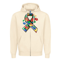 Sandshell autism puzzle ribbon Zipper Hoodie - MaliasSmallBusiness